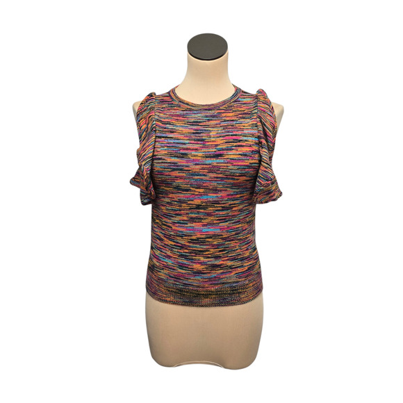 Anthropologie Sweater Womens XS Ruffle Sleeve Knit Pullover Top Modern‎ - Picture 1 of 8